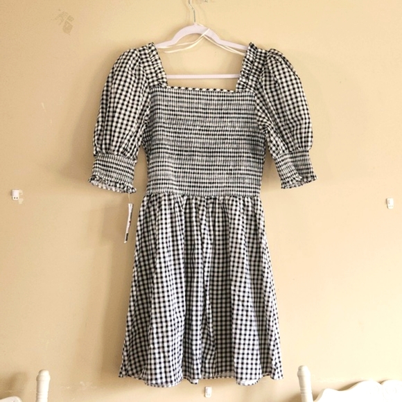 EVERLILY BLACK AND WHITE CHECKERED DRESS SMOCK DETAIL SIZE M NEW WITH TAGS - Picture 9 of 9